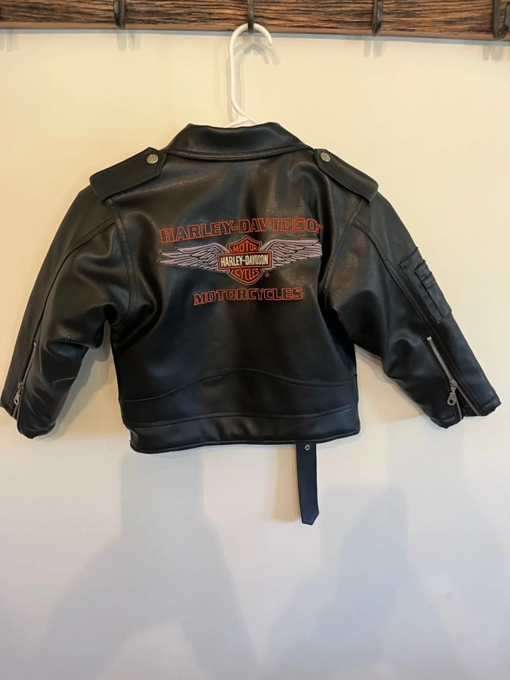 Harley-Davidson Black Kids Moto Faux Leather Biker Jacket with Patch